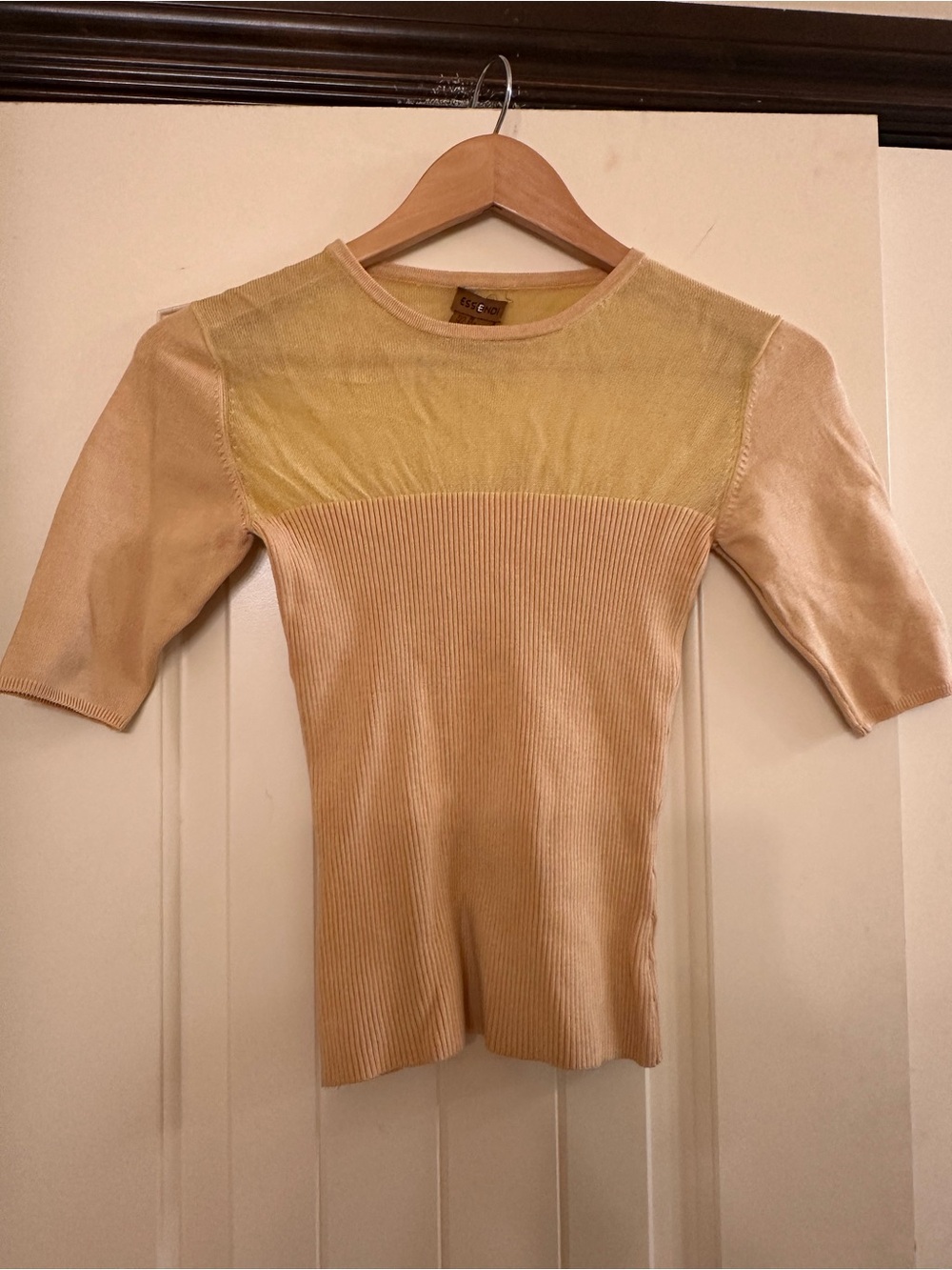 Short Sleeve Two-Tone Yellow Knit Top (1990s)